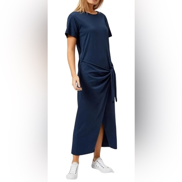 Polo Ralph Lauren Womens Wrap T-Shirt Dress Navy Blue Tie Up Cotton Size XL - Picture 1 of 11